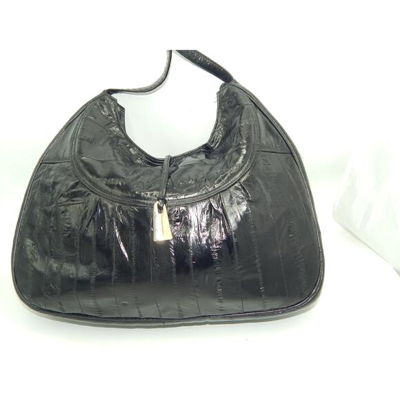 Rare Vintage Lee Sands Eel Skin Black Shoulder handbag w Wallet BOGO LimitTime - Picture 8 of 15